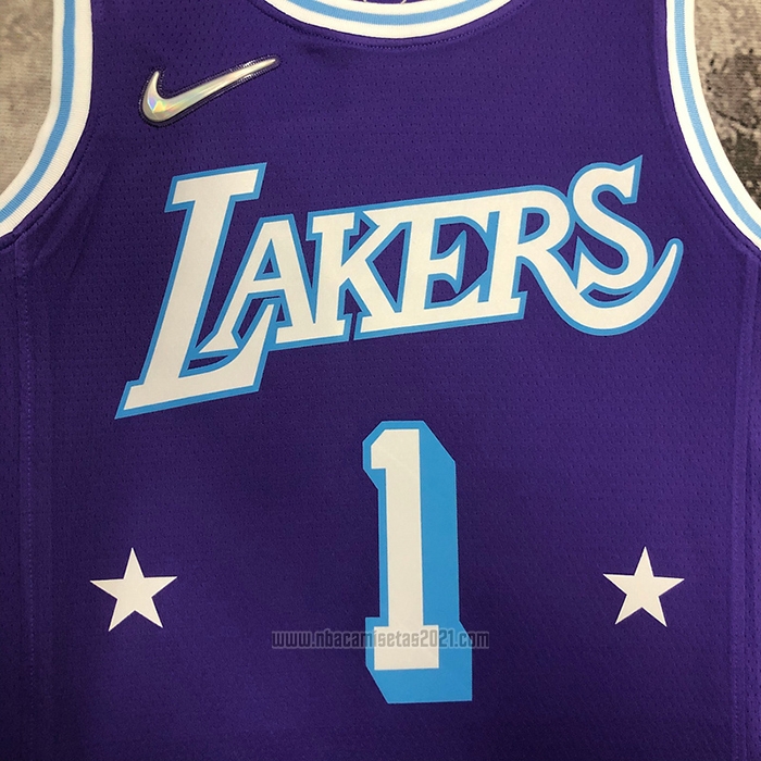 Camiseta Los Angeles Lakers D'Angelo Russell #1 Ciudad 2021-22 Violeta